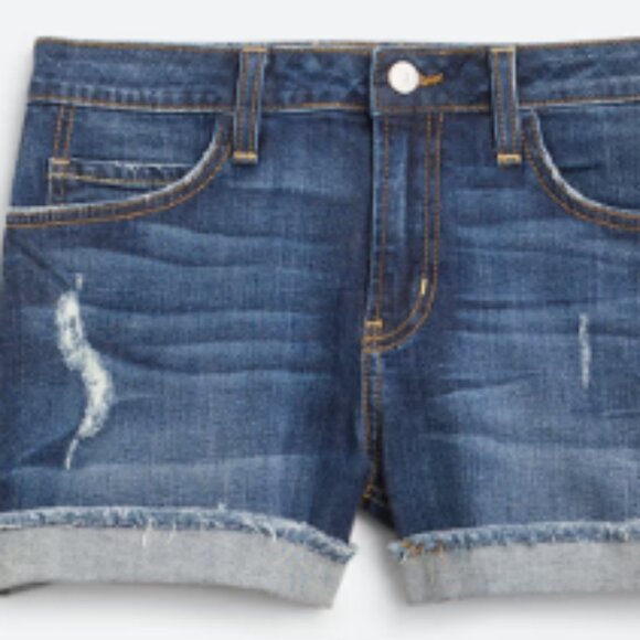 Distressed Cuffed Frayed Hem Denim Short - Picture 1 of 3